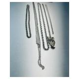 5 Silver tone Necklaces, longest is 36' Sarah Cov