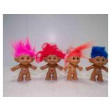 4 Jewel Belly Naked Plastic Troll Dolls