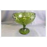 Vintage Indiana Glass Teardrop Green Compote Dish