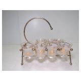 MCM Barware Set Frosted Shot Glasses w/Gold Leaf
