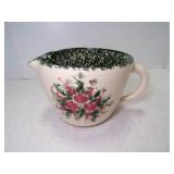 Pottery Spongeware Batter Bowl Hand Painted Flower
