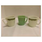 3 Classic Vintage Mid-Century Milk Glass Mugs