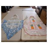 Vintage Blue & White Floral Print Full Bib Apron &