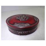 Vintage Red Resin Trinket Jewelry Box Sculpted