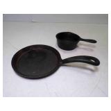 2 Miniature UNBRANDED Cast Iron Skillets