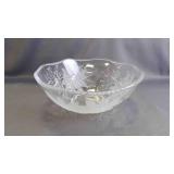 Vintage Frosted/Clear Etched Poinsette Punch Bowl