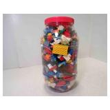 Plastic Storage Jar Filled w/Assortment of LEGOs
