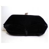 Vintage Black Velvet Evening Clutch Jewel Accent