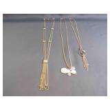 3 Long Gold Tone Chain Necklaces