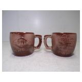 Vintage Brown Glaze Frankoma Pottery Mugs Embossed