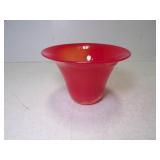 Hand Blown Red Art Glass Trumpet Bowl Pontil Mark