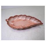 Vintage Frankoma Pottery Cinnamon Glaze Leaf Dish