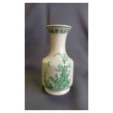 Vintage Green Rooster Transferware Flower Vase