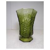 Vintage Green Glass Anchor Hocking Footed Vase