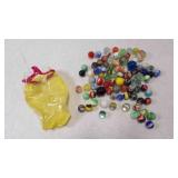 Bag of Vintage Glass Marbles, Bombers + 1 Uranium