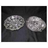 2 Vintage Clear Glass Serving Platters