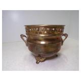 Vintage Brass Footed Open Heart Design Planter w/