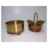 Vintage Brass FTD Planter & Vintage Brass Basket