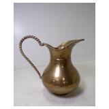 Vintage Solid Brass Pitcher Twisted Rope Handle &