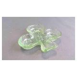 Vintage Tiara Green Glass Club Suit Card Dish