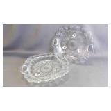 Vintage Pasari Sunburst Pressed Glass Tray Set w/