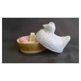Vintage Avon Milk Glass Hen on Nest Covered Dish