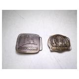 2 Vintage Belt Buckles - John Deere & Red Man