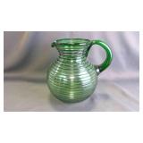 Contemporary Hand-Blown Mexican Glass Pitcher