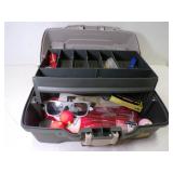 Plano Tackle Box with Fish Hooks & Worms & Floats