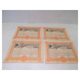 4 Antique 1909 Peoples Packing Co Stock Share