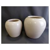 2 Frankoma Pottery Cream Glaze Canisters NO Lids