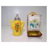 Vintage Metal Wall Mount Match Box Holder Floral
