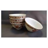 5 Vintage Tatung Porcelain Floral Motif Rice Bowls