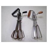2 Vintage Hand Crank Egg Beaters & Rotary Hand