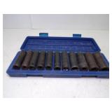 Set Deep Length Impact Sockets in Plastic Case