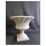 White Glazed Pottery Urn Pedestal Vase Planter