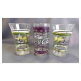 3 Vintage Stain-Glass Promo Coca-Cola Glass Cups