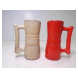 2 Vintage Frankoma Pottery Juice Tumblers Orange