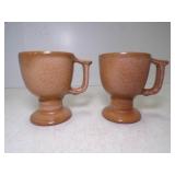 2 Vintage Frankoma Pottery Desert Tan Footed