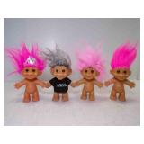 4 Naked Plastic Troll Dolls w/Color Eyes