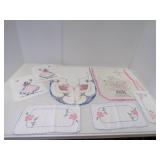 7 Vintage Embroidered Doilies Table Runners