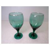 2 Vintage Libbey Teardrop Juniper Green Water or