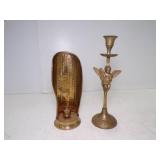 Vintage Brass Reflector Candle Holder Chamberstick