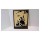 Vintage Reliance Colonial Holiday Reverse Glass