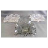 Vintage Indiana Glass Diamond Point Ruffled Bowls