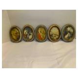 5 Vintage Italian Oval Cameo Wall Prints