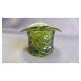 Vintage Fenton Glass Olive Daisy & Button Top Hat