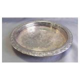 Vintage Silver-Plated Round Serving Tray/Platter