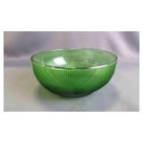 Vintage See-Thru Deep Green Ribbed Glass Dish Bowl