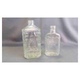 2 Vintage Embossed Clear/Iridescent Sheen Bottles